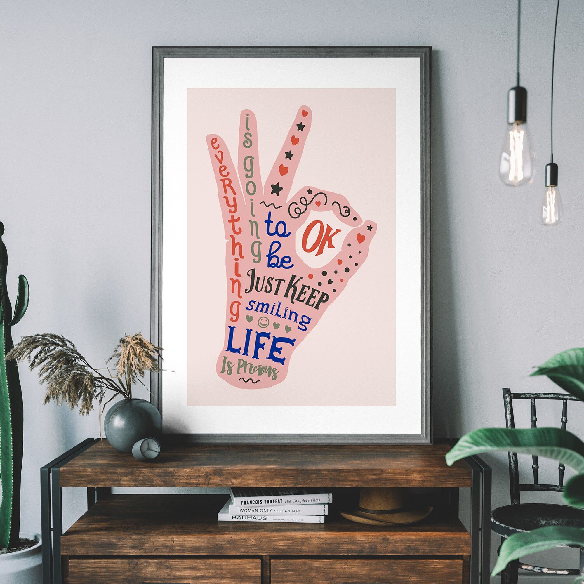 OK Fingers Typography Block Colour Print - 50x70cm - 230gsm Matte Paper