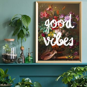 Good Vibes Floral Painting Altered Art Print - 50x70cm - Papier mat 230gsm 3