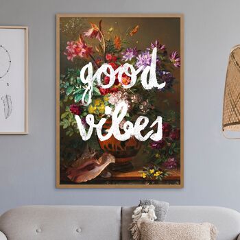 Good Vibes Floral Painting Altered Art Print - 50x70cm - Papier mat 230gsm 4