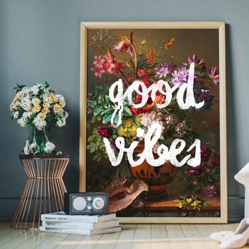 Good Vibes Floral Painting Altered Art Print - 50x70cm - Papier mat 230gsm 7