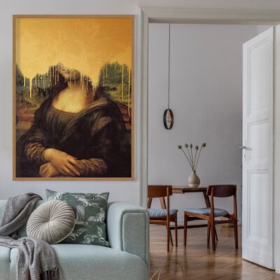 Drippy Mona Lisa Gold Graffiti Print - 50x70cm - Papel mate de 230gsm