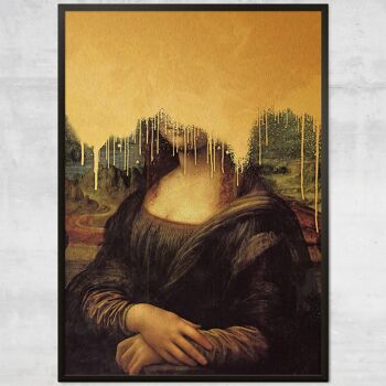 Drippy Mona Lisa Gold Graffiti Print - 50x70cm - Papier mat 230gsm 2