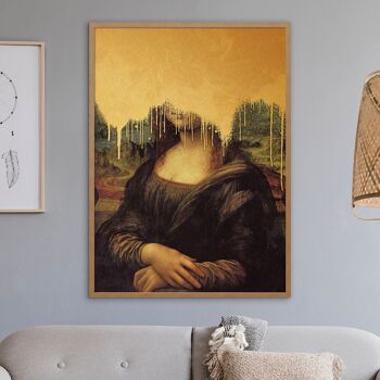 Drippy Mona Lisa Gold Graffiti Print - 50x70cm - Papier mat 230gsm 3