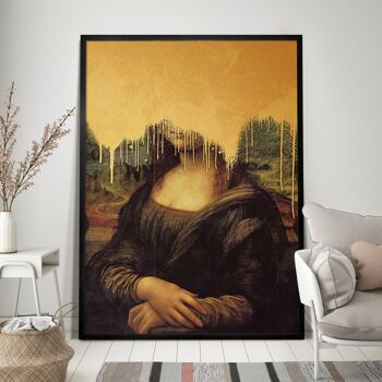 Drippy Mona Lisa Gold Graffiti Print - 50x70cm - Papier mat 230gsm 4