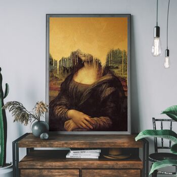 Drippy Mona Lisa Gold Graffiti Print - 50x70cm - Papier mat 230gsm 5