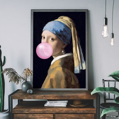 The Girl Blowing Bubblegum Print - 50x70cm - 230gsm Matte Paper