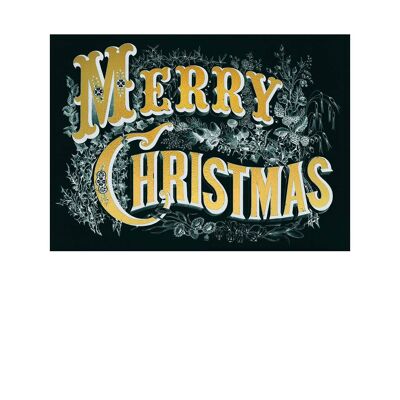 Stampa di Natale con scritte in oro - 50x70 - Opaco
