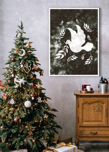 Impression de Noël colombe de la paix blanche - 50x70 - Mat 2