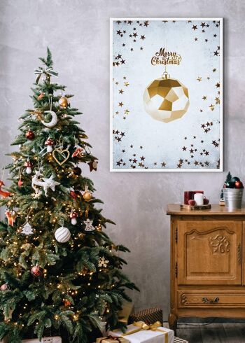 Imprimé Joyeux Noël Boule Dorée - 50x70 - Mat 2