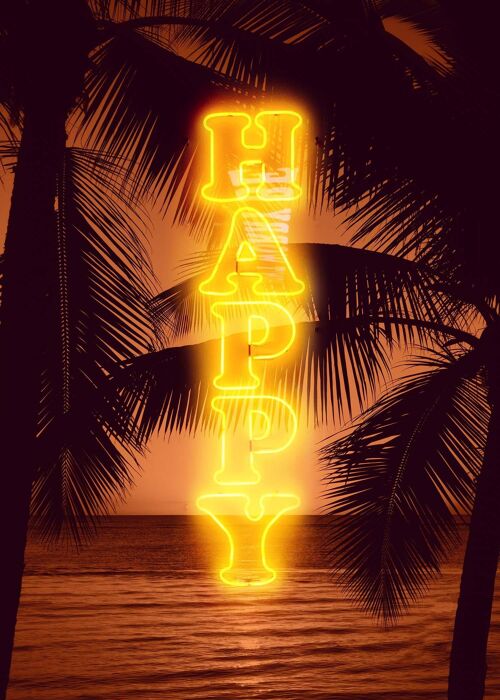 Happy Beach Neon Print - 50x70 - Matte