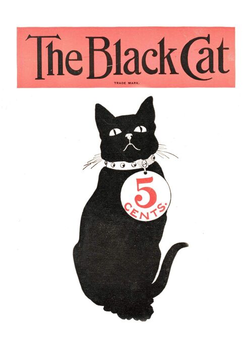 Black Cat Vintage Halloween Art Print - 50x70 - Matte