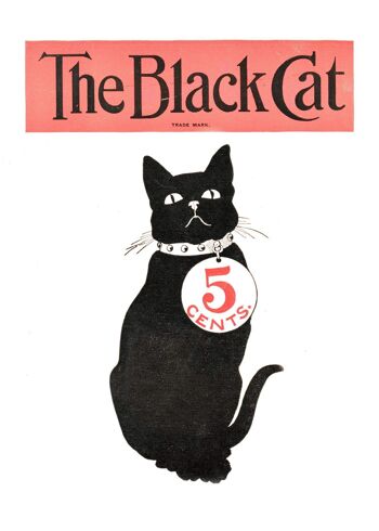 Black Cat Vintage Halloween Art Print - 50 x 70 - Mat 1