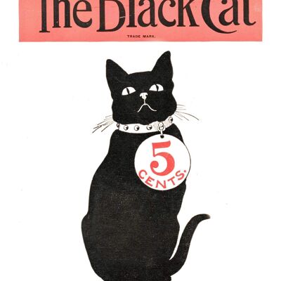 Schwarzer Katzen-Weinlese-Halloween-Kunstdruck - 50x70 - matt