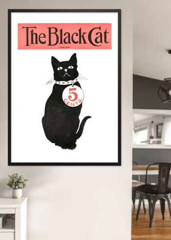 Black Cat Vintage Halloween Art Print - 50 x 70 - Mat 2