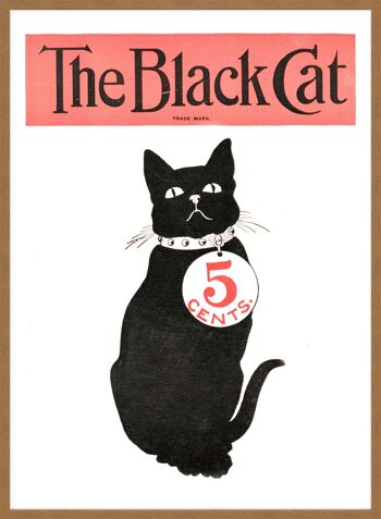Black Cat Vintage Halloween Art Print - 50 x 70 - Mat 3