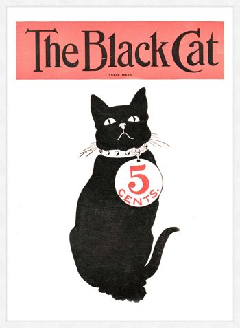 Black Cat Vintage Halloween Art Print - 50 x 70 - Mat 5