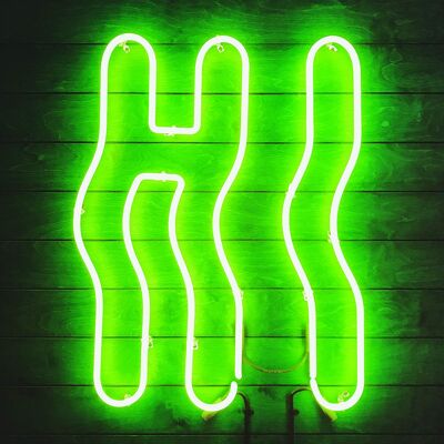 Hallo grüner Neon-Kunstdruck - 50x70 - Matt