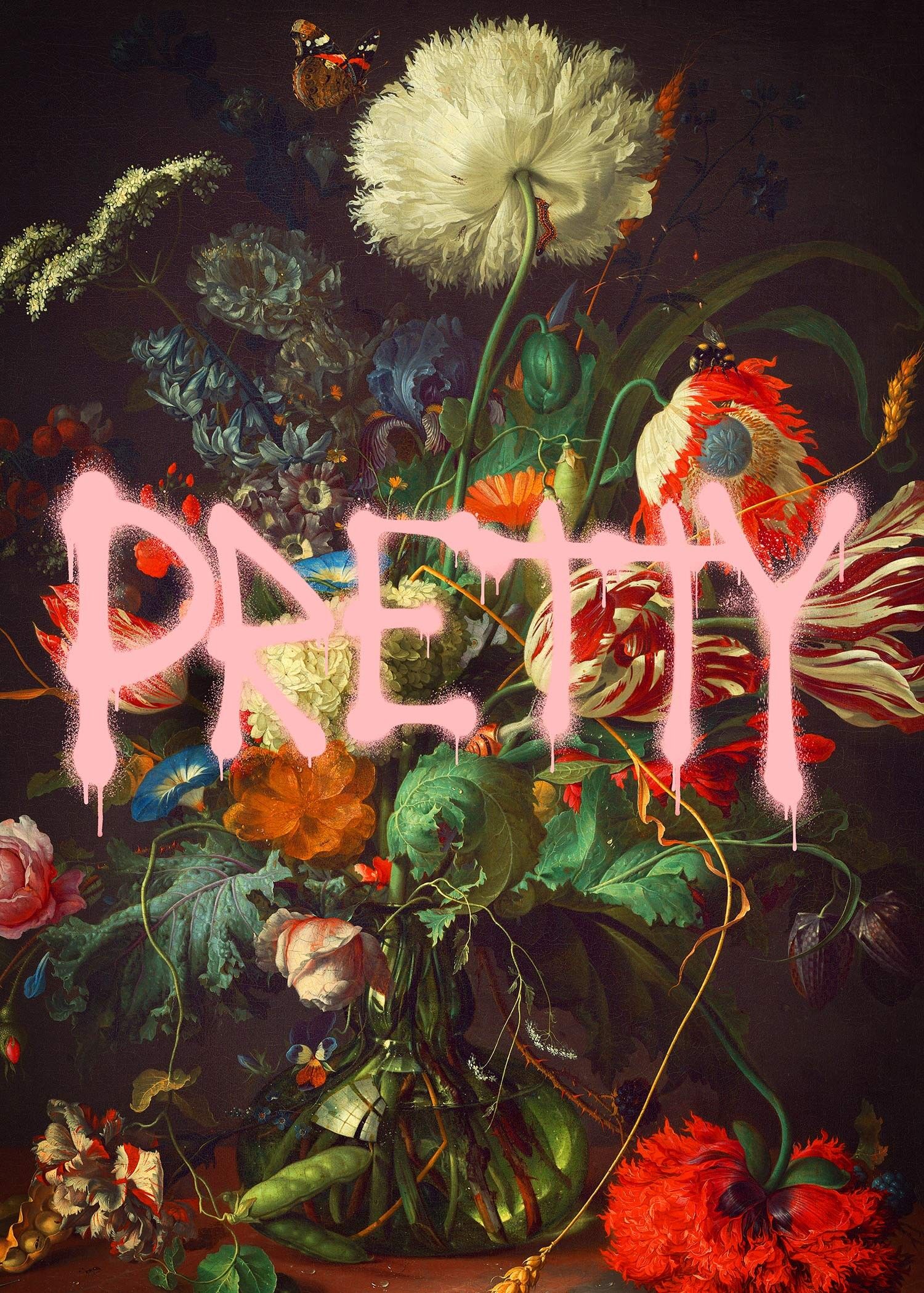 Jolies fleurs Vase Graffiti peinture impression - 50 x 70 - mat