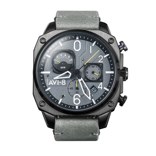 AV-4052-03 - Montre homme quartz japonais chronographe AVI-8 - Bracelet cuir - Date - Hawker Hunter