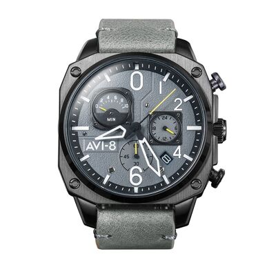 AV-4052-03 - Men's watch Japanese quartz chronograph AVI-8 - Leather strap - Date - Hawker Hunter