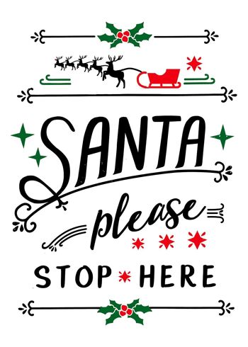 Panneau De Style Vintage Santa Please Stop Here - 50x70 - Mat 1