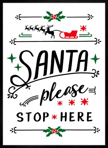 Panneau De Style Vintage Santa Please Stop Here - 50x70 - Mat 3