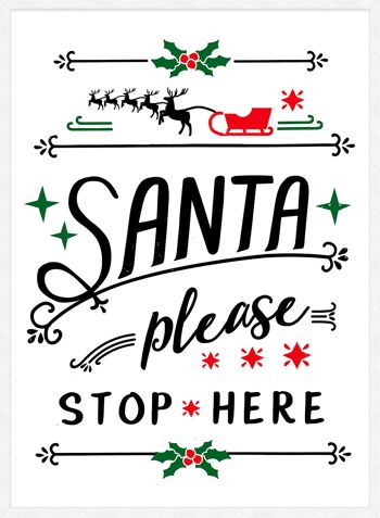 Panneau De Style Vintage Santa Please Stop Here - 50x70 - Mat 4