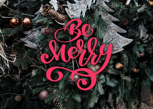 Be Merry Decorative Typographic Print - 50x70 - Matte