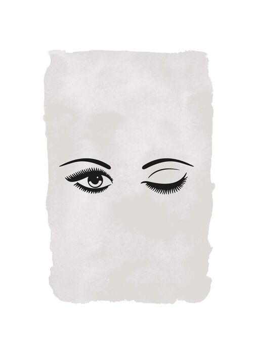 Winking Eyes Black And White Print - 50x70 - Matte