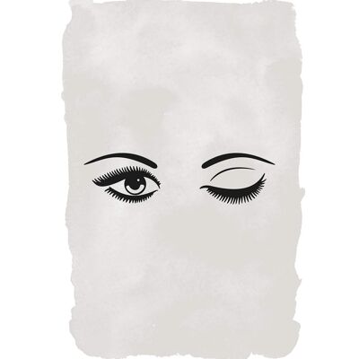 Winking Eyes Black And White Print - 50x70 - Matte