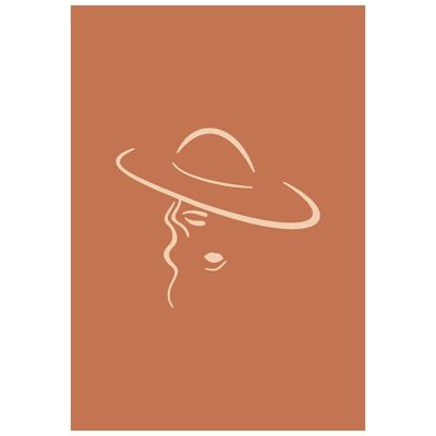 Lady Wearing Hat Natural Minimal Print - 50x70 - Matte