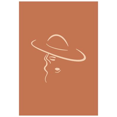 Lady Wearing Hat Natural Minimaler Druck - 50x70 - Matt