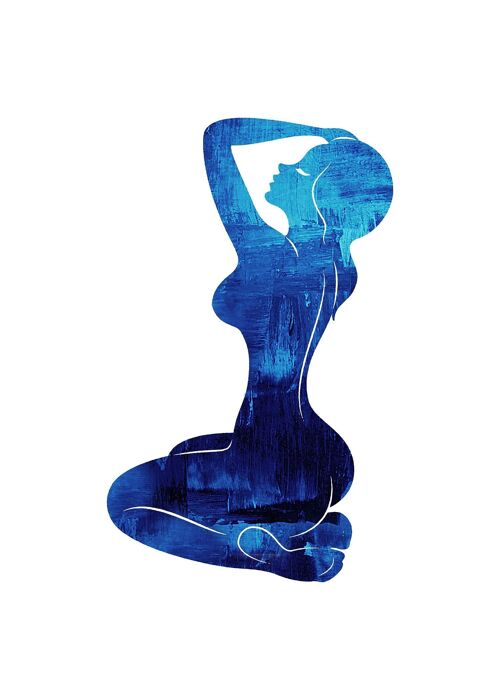 Blue Painted Lady Kneeling Print - 50x70 - Matte