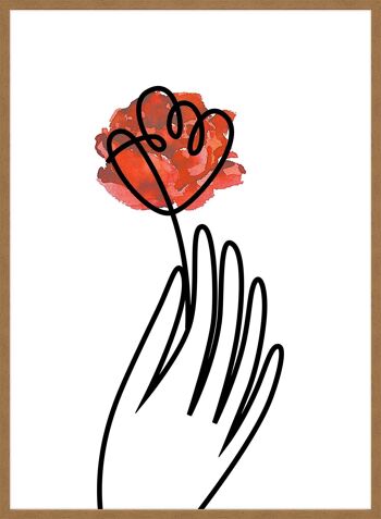 Main avec Rose Line Art Print - 50x70 - Mat 3