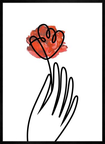 Main avec Rose Line Art Print - 50x70 - Mat 4