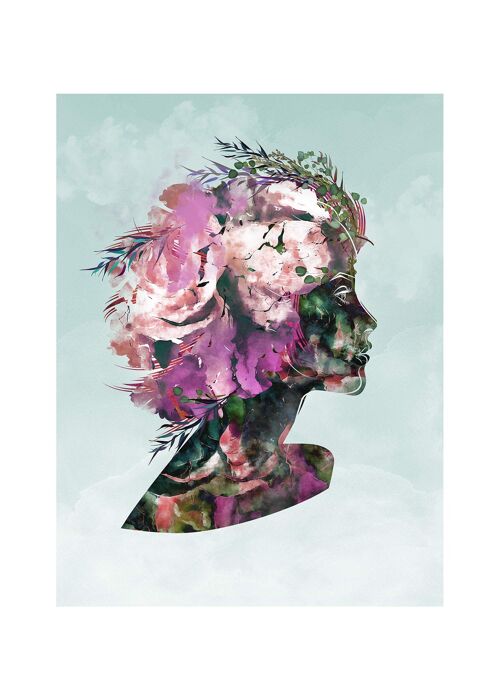 Painted Watercolour Female Face Print - 50x70 - Matte