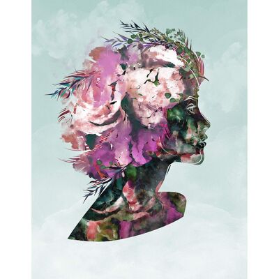 Stampa di un volto femminile dipinto ad acquerello - 50x70 - Opaco