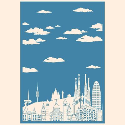Barcelona Tourist Style Poster Print - 50x70 - Matt