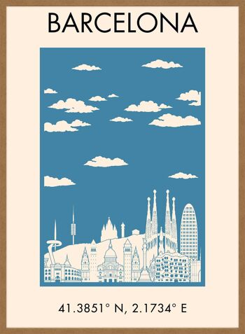 Affiche de style touristique de Barcelone - 50 x 70 - Mat 3