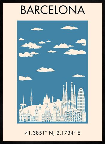 Affiche de style touristique de Barcelone - 50 x 70 - Mat 4