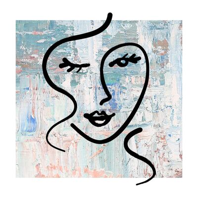Pinceau Abstrait Peint Visage Lumineux - 50x70 - Mat
