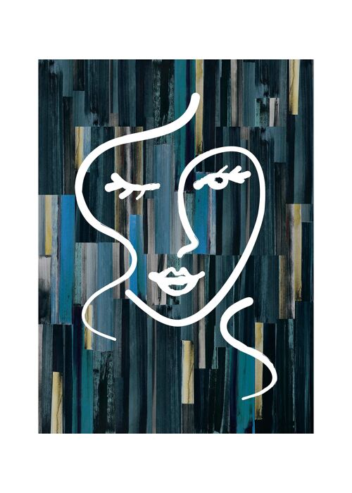 Abstract Brush Painted Face Dark - 50x70 - Matte