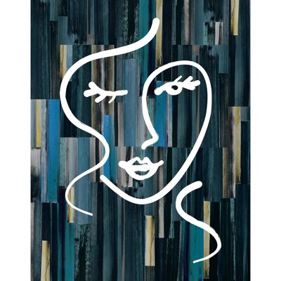 Abstraktes Pinsel gemaltes Gesicht dunkel - 50x70 - matt