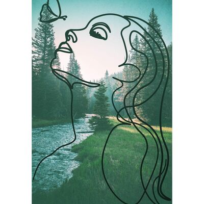 Girl With Butterfly Forest Print - 50x70 - Matte