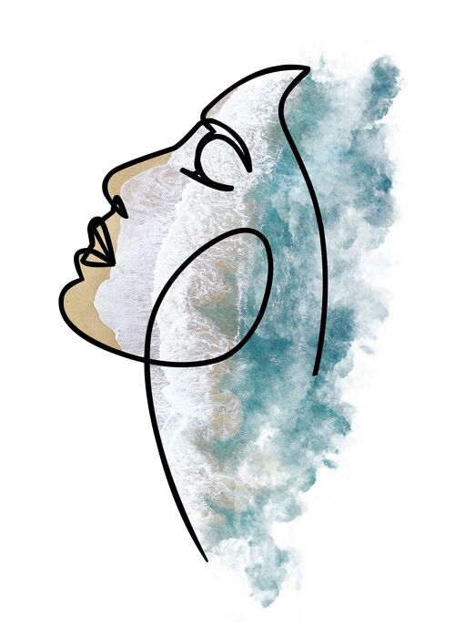 Face And Wave Beach Print - 50x70 - Matte