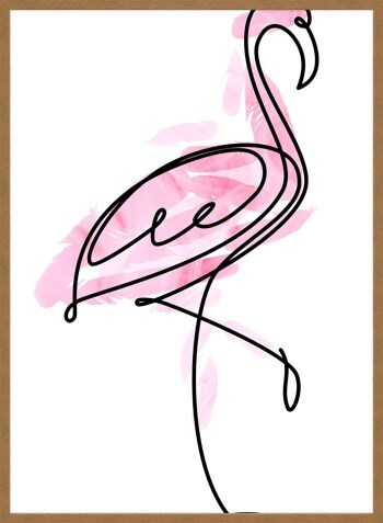 Flamingo Feathers Line Art Print - 50 x 70 - Mat 3