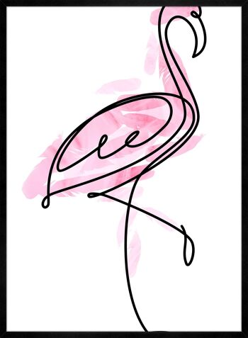 Flamingo Feathers Line Art Print - 50 x 70 - Mat 4