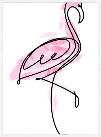 Flamingo Feathers Line Art Print - 50 x 70 - Mat 5