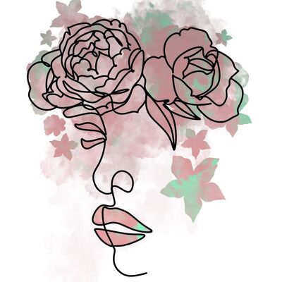 Lámina floral Face Line Art - 50 x 70 - Mate