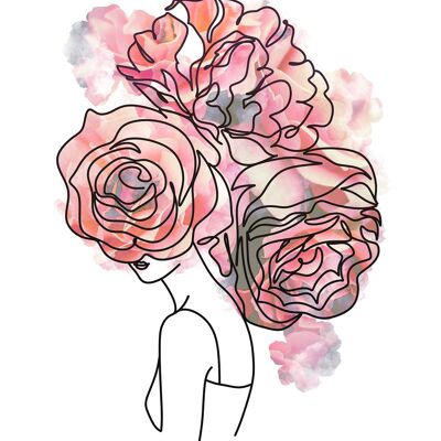 Roses Hair Line Art Print - 50x70 - Matte